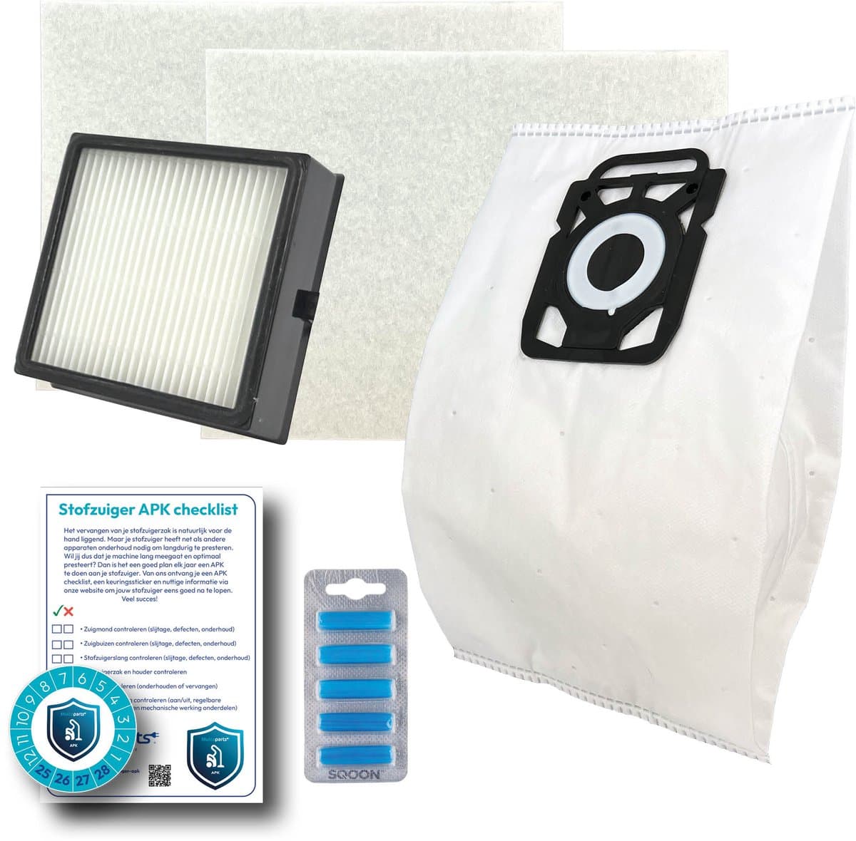 Multaparts® stofzuiger-APK set geschikt voor Nilfisk King serie | Complete onderhoudsset met stofzuigerzakken (10 x), motorfilter (2 x), HEPA filter, APK-checklist & APK-sticker | Maak je stofzuiger als nieuw — afbeelding 1