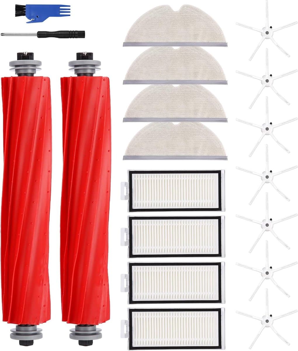 Reserveonderdelen, accessoires, geschikt voor Roborock Q7/Q7+/Q7 Max/Q7 Max+ stofzuiger, 2 hoofdborstels, 4 schoonmaakdoeken, 4 HEPA-filters, 7 zijborstels, 1 borstelreinigingsgereedschap, — afbeelding 1