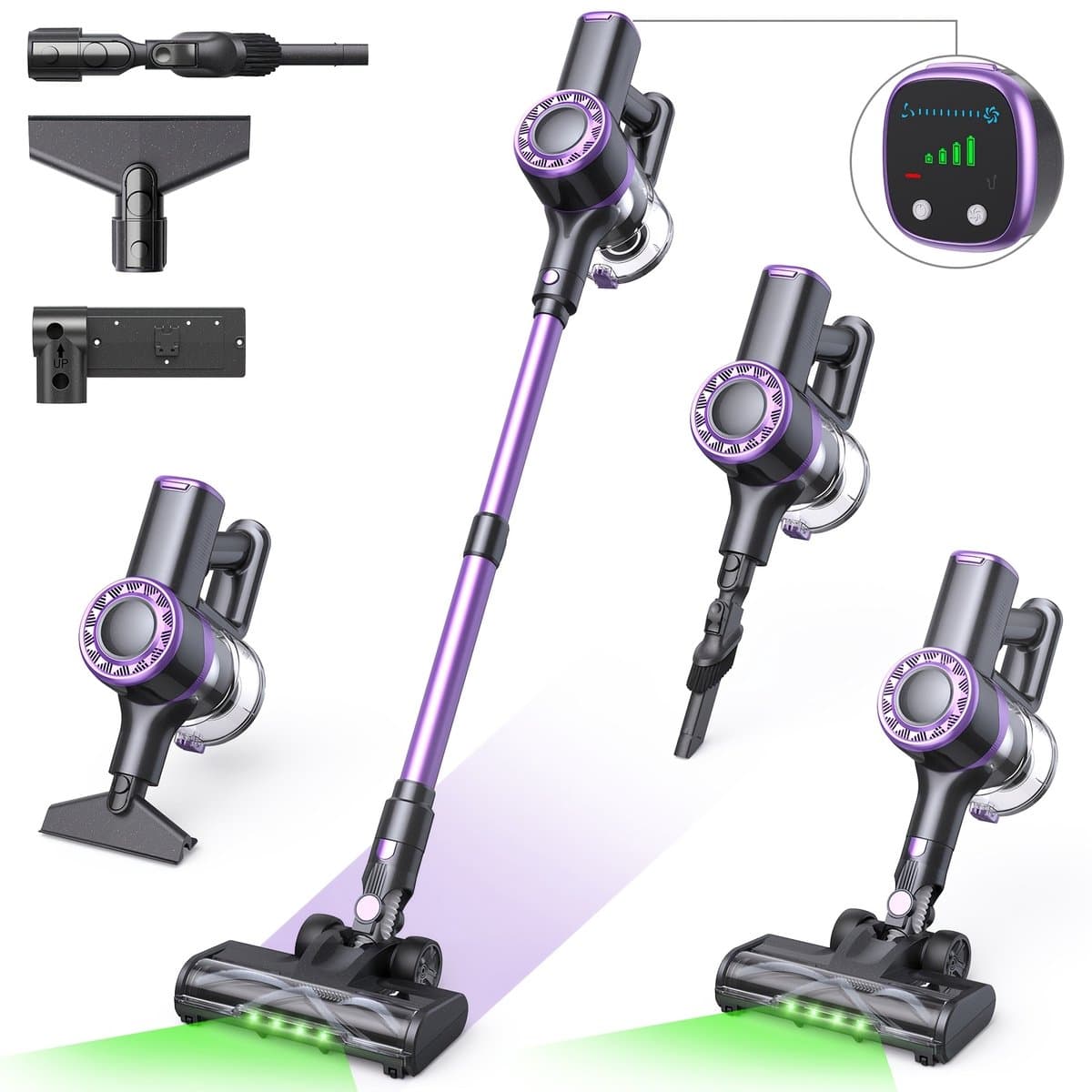 Lubluelu P2 Draadloze Steelstofzuiger 35Kpa- 5 in 1 Handstofzuiger - Zelfstaand Design - 50 Min Gebruikstijd - Verwijderbare Batterij- Anti-klit Borstel - HEPA-filter - LED-koplampen — afbeelding 1