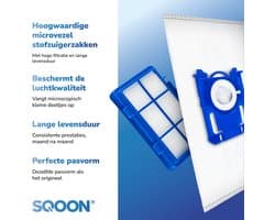 SQOON® Serviceset geschikt voor Philips PowerGo stofzuigers - Gelijk aan model: CP0538/01, Standard-BAG - Perfect voor optimale filtering en stofopvang
