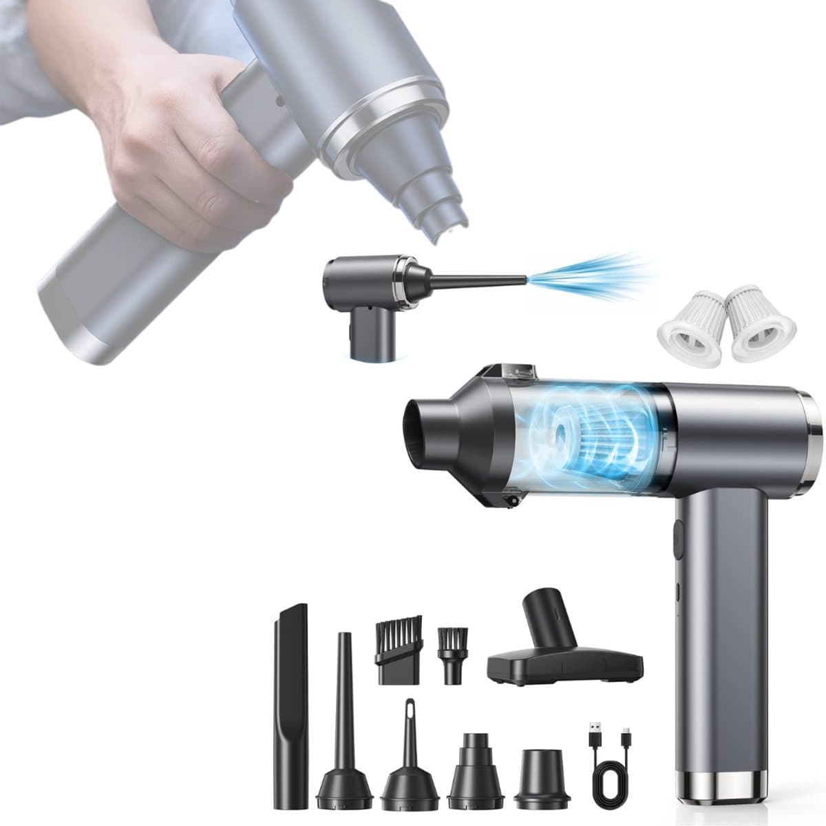 CLGP® Draadloze Handstofzuiger - Mini Stofzuiger - Auto Interieur Reinigen - Zwart — afbeelding 1