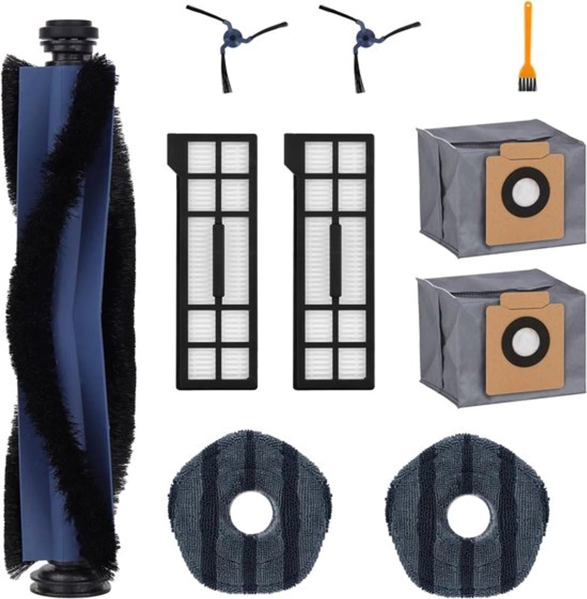 10-delige accessoireset Geschikt voor Eufy X10 Pro Omni Vacuüm Cleaner Robot - Reserveonderdelen - 1 Hoofdborstel - 2 Zijborstels - 2 Cartridges - 2 Doeken - 2 Stofzakken - 1 Kleine Borstel — afbeelding 1