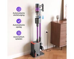 Lubluelu X1000 Draagbare staafstofzuiger Steelstofzuiger met stofopvangstation van 2,5L – 60Kpa Automatisch ledigingsstation - 50 Min Gebruikstijd - Anti-klit Borstel - met Stofzak HEPA - filter - LED-koplampen
