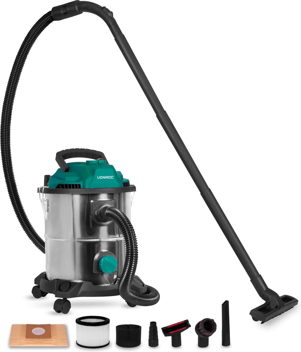 VONROC Nat- en droogzuiger – Alleszuiger - Stofzuiger – 1400W – Blaasfunctie – 20L tank – 3m slang - 6m stroomkabel — afbeelding 1