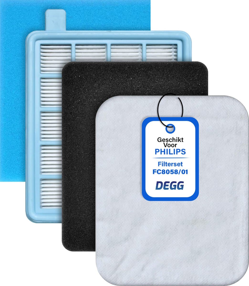 DEGG® - Filterset Geschikt Voor Philips PowerPro Compact en PowerPro Active - Vervangt Philips FC8058/01 - Replacement Kit - Allergie Filter - Stofzuigerfilter - 2x Motorfilter & 2x Uitblaasfilter — afbeelding 1