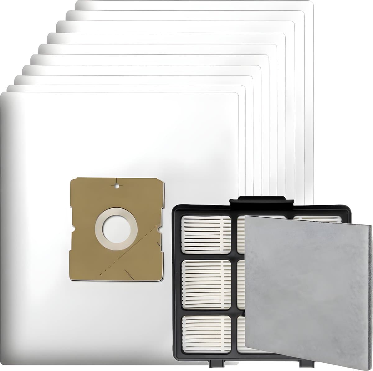 10x Stofzuigerzakken, 1x HEPA filter 1x motor filter geschikt voor Inventum ST306 ST307 ST308 stofzuigers - Vervanging stofzakken SZ300 21200900119, 21200900120 en 21200900010 — afbeelding 1