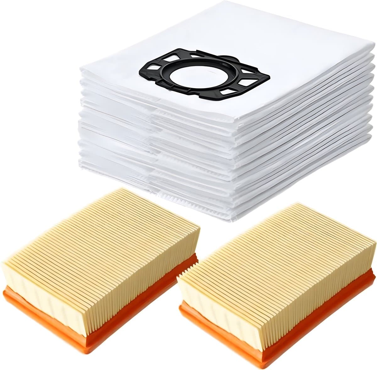 2x HEPA Filter & 10x Stofzakken geschikt voor Karcher MV4 MV5 MV6 WD4 WD5 WD6 Voor Karcher WD4000 - WD5999 2.863-006.0 Onderdelen vervanging stofzuigerzak — afbeelding 1