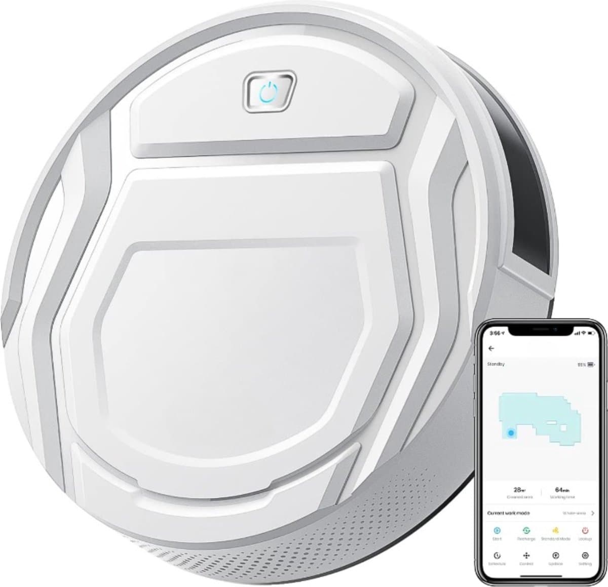 2-in-1 Robotstofzuiger met Laadstation - Met Dweilfunctie (Excl. Dweilaccessoires) - 3.0 Technologie - 120min. - Robotstofzuigers - Dweilrobot - Huisdieren - Stofzuiger - Spraakbesturing & App - Wit — afbeelding 1