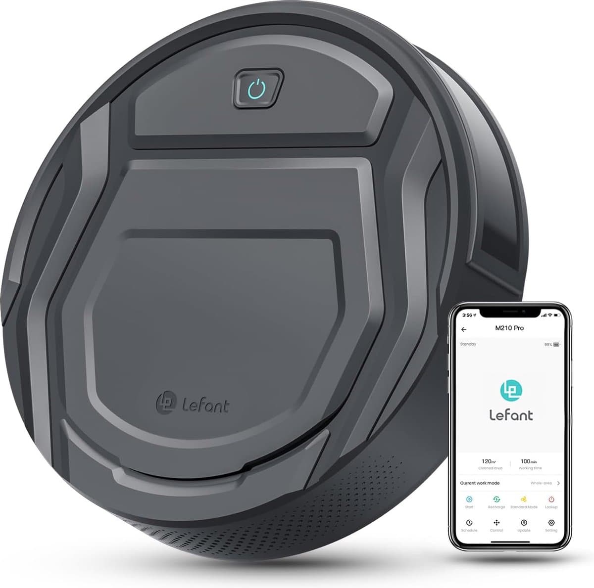 2-in-1 Robotstofzuiger met Laadstation - Met Dweilfunctie (Excl. Dweilaccessoires) - 3.0 Technologie - 120 min. - Robotstofzuigers - Dweilrobot - Huisdieren - Stofzuiger - Spraakbesturing & App - Zwart — afbeelding 1