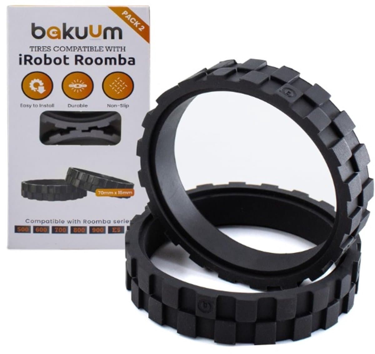 Banden voor IROBOT ROOMBA serie 500, 600, 700, 800 en 900 (2 stuks) - antislip - buitengewone grip - eenvoudige montage - product gemaakt in Spanje van de beste kwaliteit. — afbeelding 1