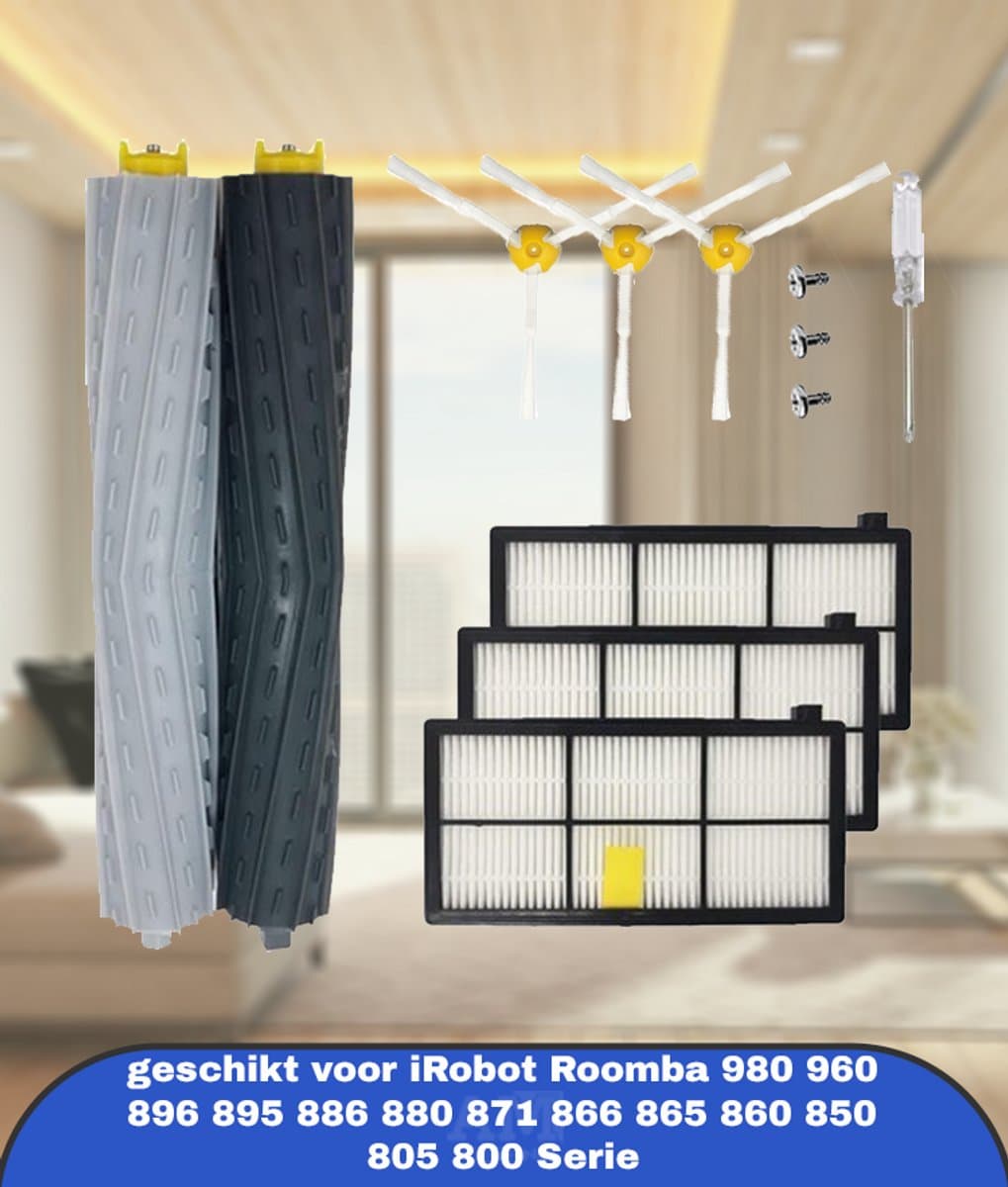 13 stks 800 900 serie vervangende onderdelen kit geschikt voor iRobot Roomba 980 960 896 895 886 880 871 866 865 860 850 805 800 Serie zijborstel rubber roller accessoires kit — afbeelding 1