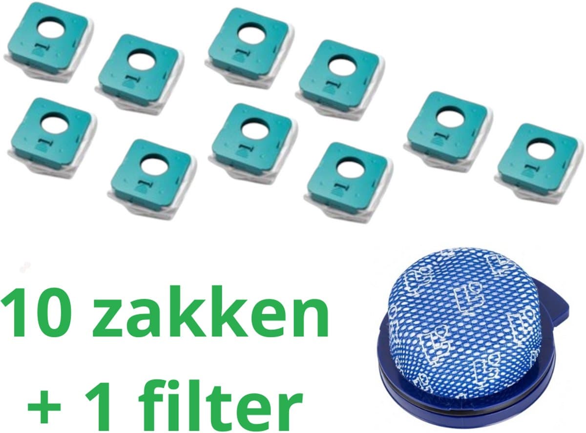 10 x zakken hoogwaardige vervanging voor SAMSUNG BESPOKE JET + 1 filter HEPA compatibel VS20A958FWN - VS20A95923B/AA stok stofzuiger-onderdelen-het onderdeelnummer van het origineel is: Samsung VCA-ADB952 -schoonmaakstations — afbeelding 1