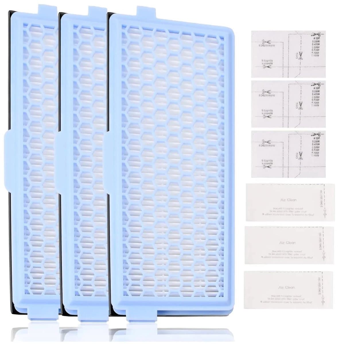 Deze 3-delige filterset bevat 3 luchtfilters en 3 motorfilters, geschikt voor Miele Complete C2, C3, Compact C1, C2, S4000, S5000, S6000 en S8000 serie stofzuigers. — afbeelding 1