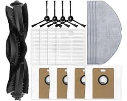 17-delige accessoireset voor Tapo RV30 Max Plus/ RV30 Max/ RV20 Max Plus/RV20 Max stofzuiger: 1 hoofdborstel, 4 filters, 4 dweilpads, 4 stofzakken, 4 zijborstels, vervangingsonderdeel voor Tapo RV30 Max Plus