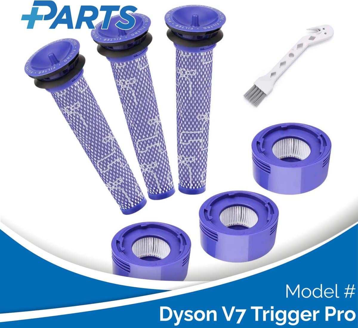 Dyson V7 Trigger Pro Filters (7 Stuks, Plus.Parts® alternatief voor 965661-01 / 967478-01) — afbeelding 1