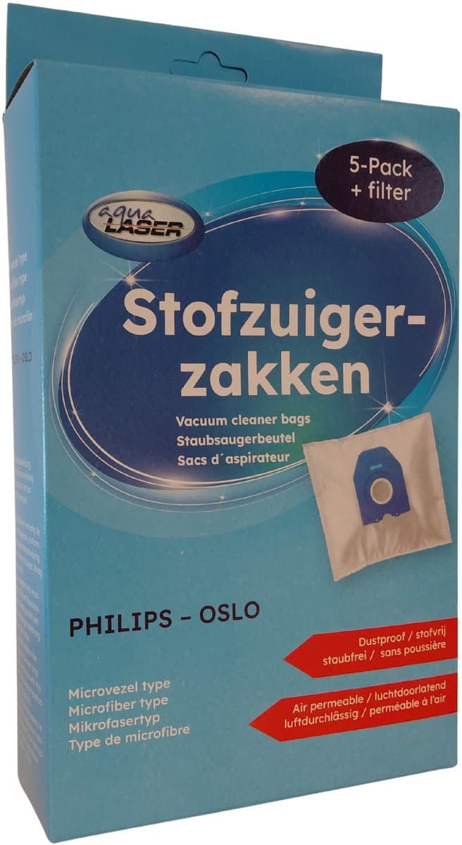 Aqua Laser Stofzuigerzakken - 30 stuks - incl. 6 filters - geschikt voor Philips stofzuiger — afbeelding 1