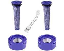 4-delige filtervervangingsset voor Dyson V8 Absolute - V7 Absolute - V7 Motorhead en V7 Animal stofzuigers. 2 filters voor de motor en 2 HEPA-voorfilters. Vergelijkbaar met onderdeelnummer DY-96566101 en DY-96747801.