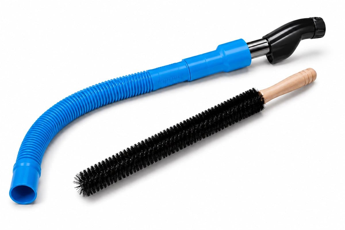 Daity 2 -Pack delige reinigingsset voor wasdroger-afvoer: stofzuigeropzetstuk en flexibele pluizenborstel – blauw — afbeelding 1