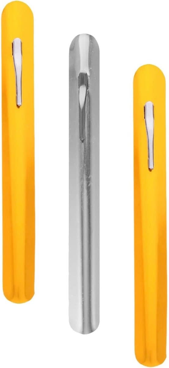 Roestvrijstalen Kruimelveger - Tafelreiniger Schraper - Tafels Snel Schoonmaken - Met Handige Pocket Clip - 3 Stuks - Diverse Kleuren — afbeelding 1