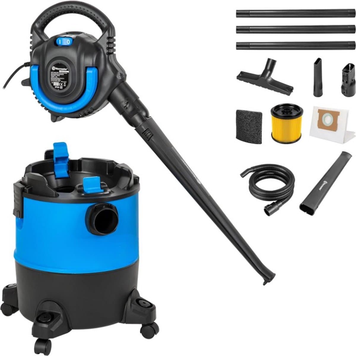 Tapijtreiniger - Tapijtwassers - Nat-Droogstofzuigers - Multifunctionele Stofzuiger - met Accessoires - 3 Wisselfilters - Blaasfunctie - voor Huis - Garage - Auto - Tapijt - 1200W - 23L - 240V - Blauw — afbeelding 1
