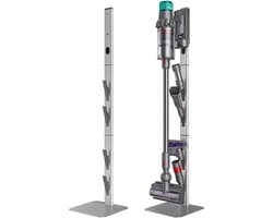 LotaHome - Vloerstandaard voor Steelstofzuiger – Oplaadstation - Stofzuigerstandaard voor Dyson – Stabiele Metalen Vloersteun voor Stofzuiger – Ruimte voor Draadloze Stofzuigeropzetstukken en Accessoires – Dyson Handheld – Ophangsysteem - Zilver