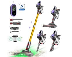 Draadloze Steelstofzuiger 45 kPa - 550W - Tot 50 Min Gebruikstijd - Anti-Klitborstel - Afneembare Accu - LED-Display - Voor Dierenhaar Tapijt en Harde Vloeren - ME03