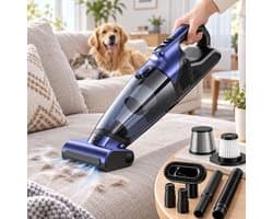 Lapamax Handstofzuiger Draadloos - Kruimelzuiger voor Honden- en Kattenharen - 20000 Pa Zuigkracht - Motorborstel met LED - 720 ml Reservoir - HEPA en Metalen Filter - Voor Auto, Bank en Tapijt