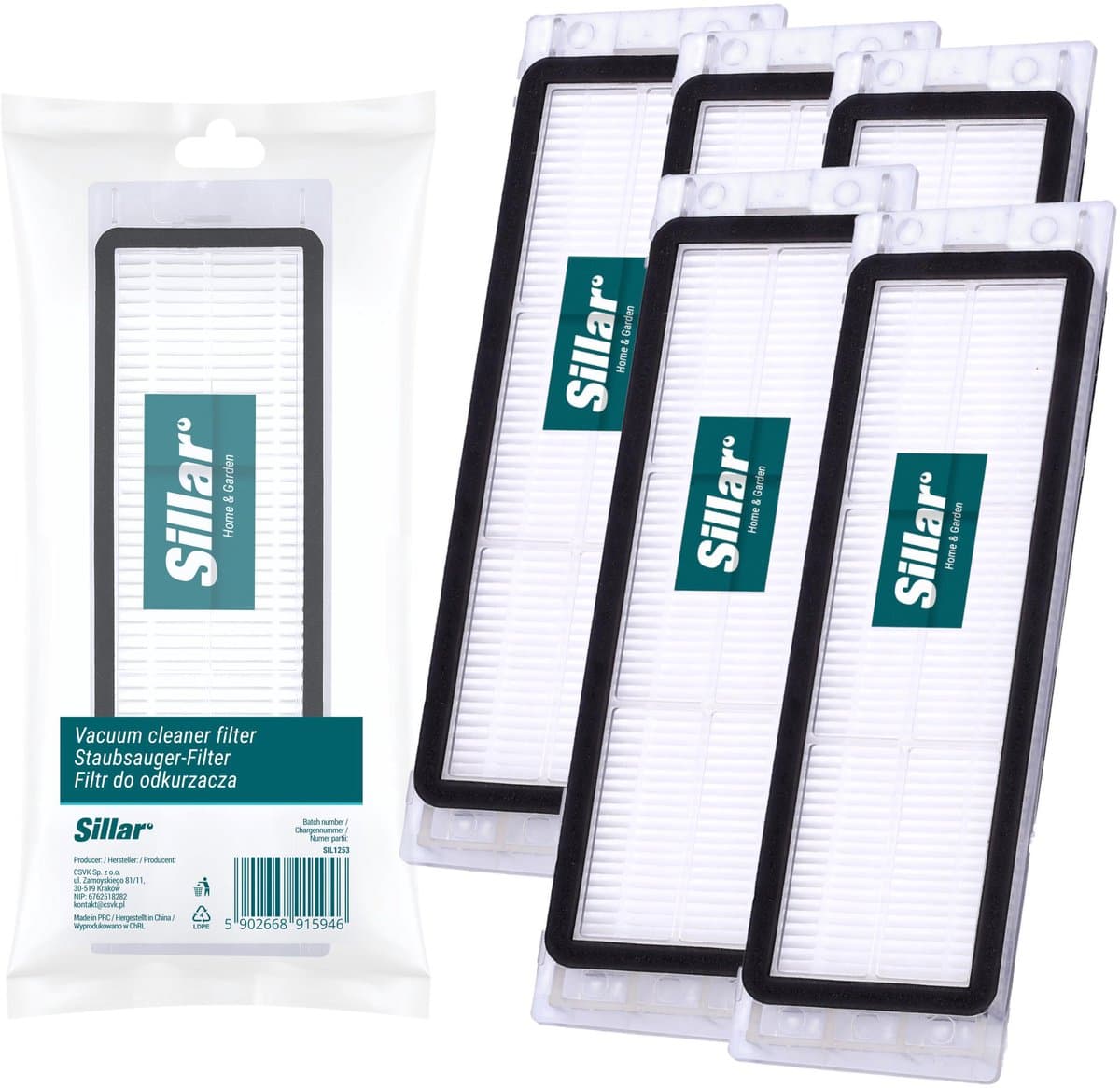 Sillar, set 5 stofzuigerfilter, HEPA, luchtfilter, geschikt voor robotstogzuiger Xiaomi Roborock E20 E25 E35 Lite C10 S5 S50, vervanging — afbeelding 1