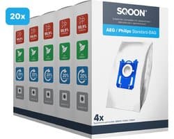 SQOON® Stofzuigerzakken - Geschikt voor AEG (VX8.2 Silence, VX7, VX6, GR201S, GR201M), Philips (3000 Series, Power Go, Performer) en Electrolux (Standard Bag, XXL130, Ergospace) - Hoogwaardige Kwaliteit! - 20 stuks