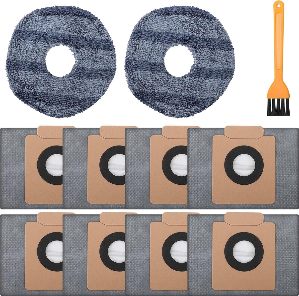 8 stuks stofzakken vervanging + 2 wasbare dweildoeken compatibel met Eufy Clean X8 Pro robotstofzuiger, zelfleeg station, grote capaciteit stofzuigerzakken, stofzuigeraccessoires — afbeelding 1