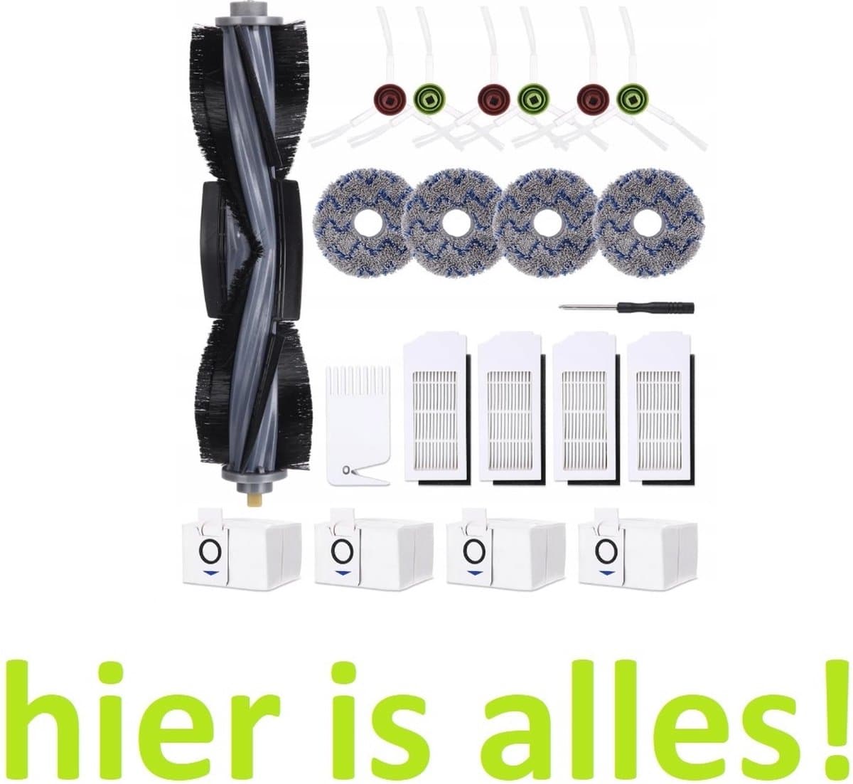 GROOT KIT met onderdelen compatibel met Ecovacs Deebot X1 Omni Pro - mop dweilen filters borstels zakken - Hoogwaardige vervanging voor: X1 - X1 OMNI - X1 TURBO - X1e OMNI - 21 onderdelen - hier is alles! — afbeelding 1