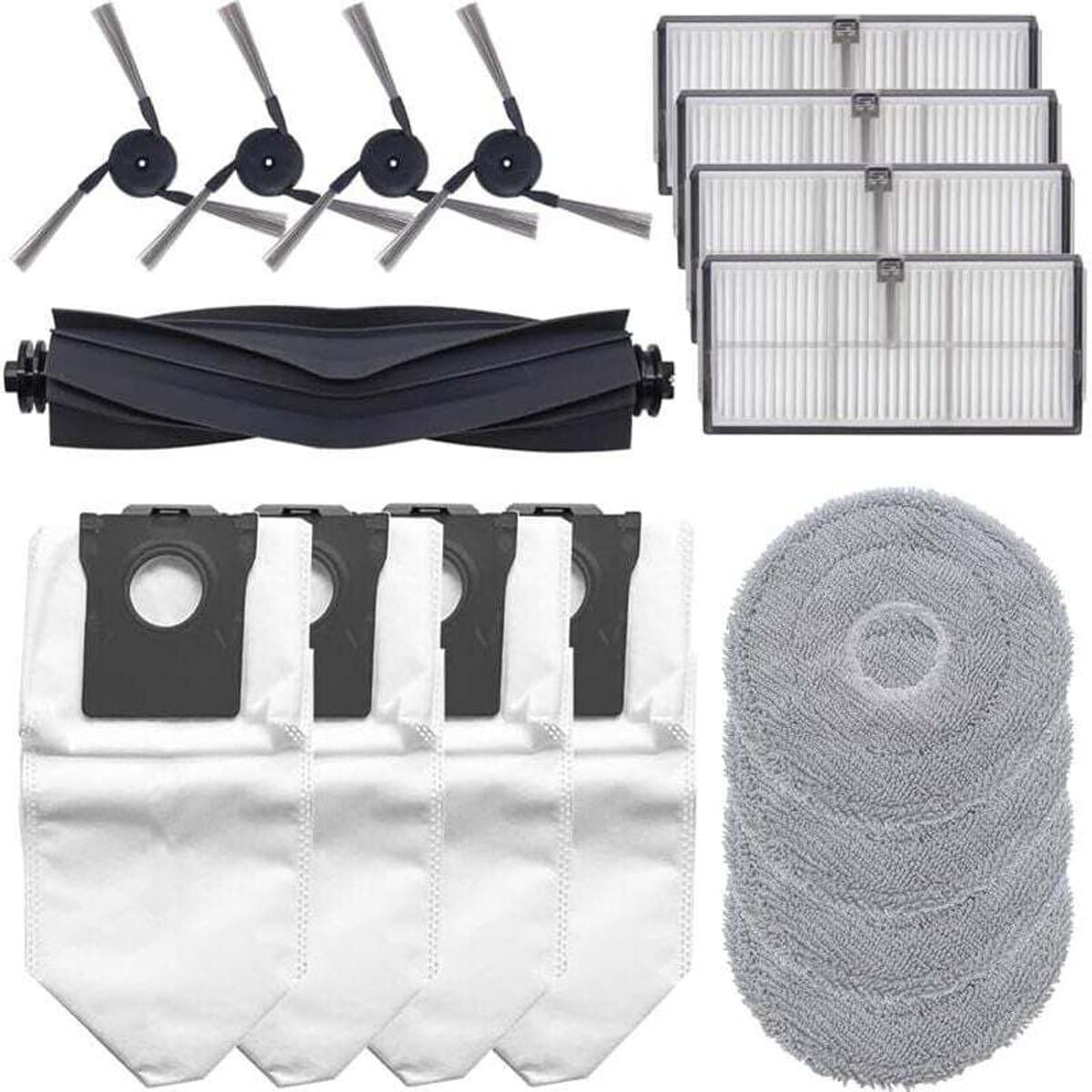 17-delige accessoire set Geschikt voor de Dreame X40 Ultra / X40 Ultra Complete / L40 Ultra robotstofzuiger. Inclusief: 1 hoofdborstel, 4 filters en 4 stofzakken. — afbeelding 1
