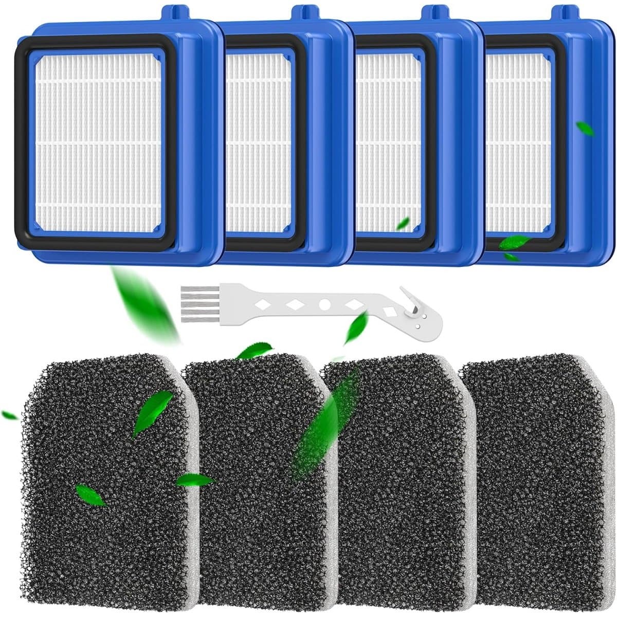 TOVBMUP Filters geschikt voor QX7 AEG - Filteraccessoireset geschikt voor AEG - QX6, QX7, QX8-2, FX9 Stofzuiger Reserveonderdelen Vervangende Filters - Inclusief 4 Motorfilters, 4 Sanitaire Filters en 1 Wasbare Reinigingsborstel — afbeelding 1