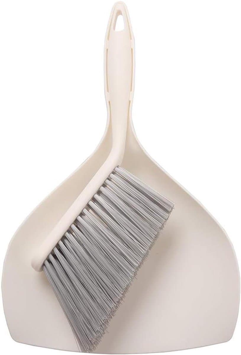 Mini Bezem Stofpan Set - Kleine Schoonmaakborstel - Desktop Schoonmaken - Ruimtebesparend Ontwerp - 29x18cm - Beige — afbeelding 1