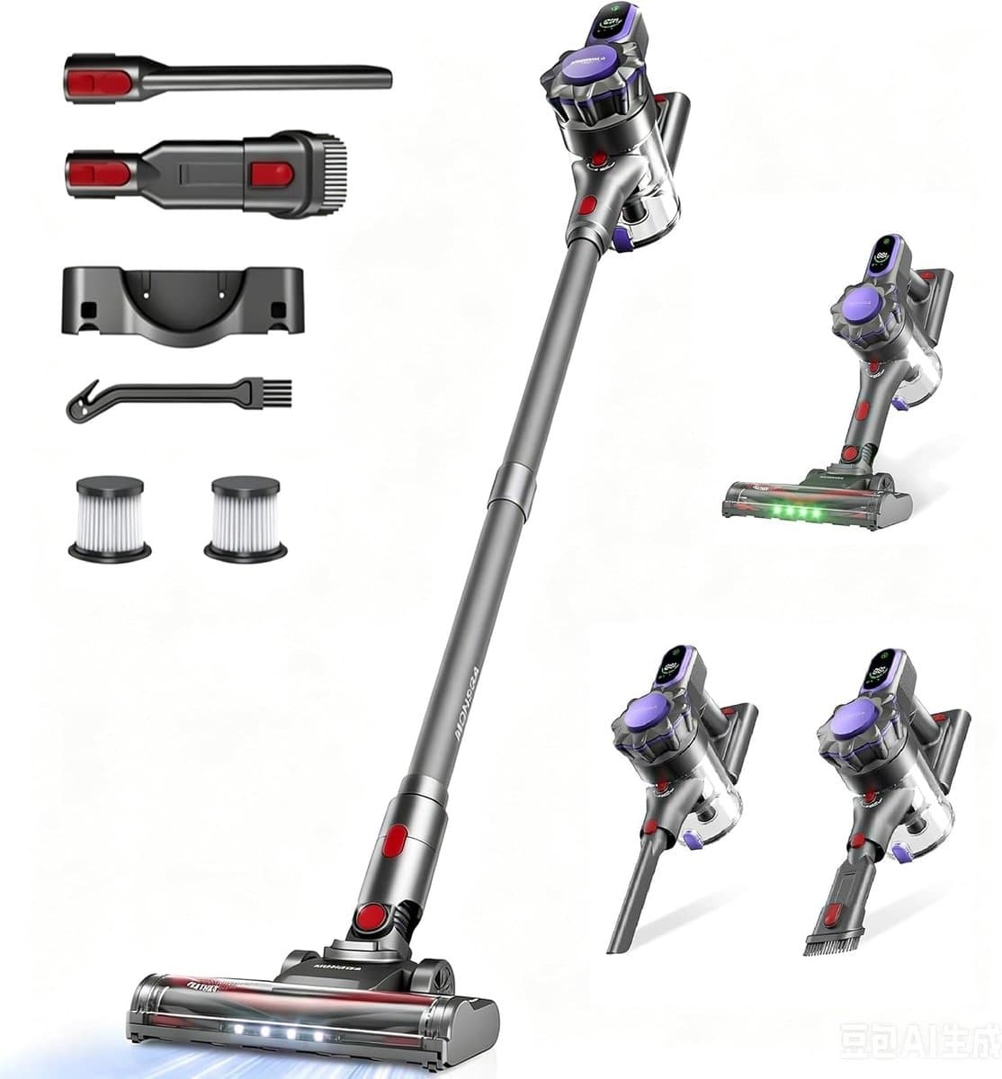 Steelstofzuiger - Elektrische bezem - Snel schoonmaken - Lichtgewicht ontwerp - 30 cm hoogte - Grijs — afbeelding 1