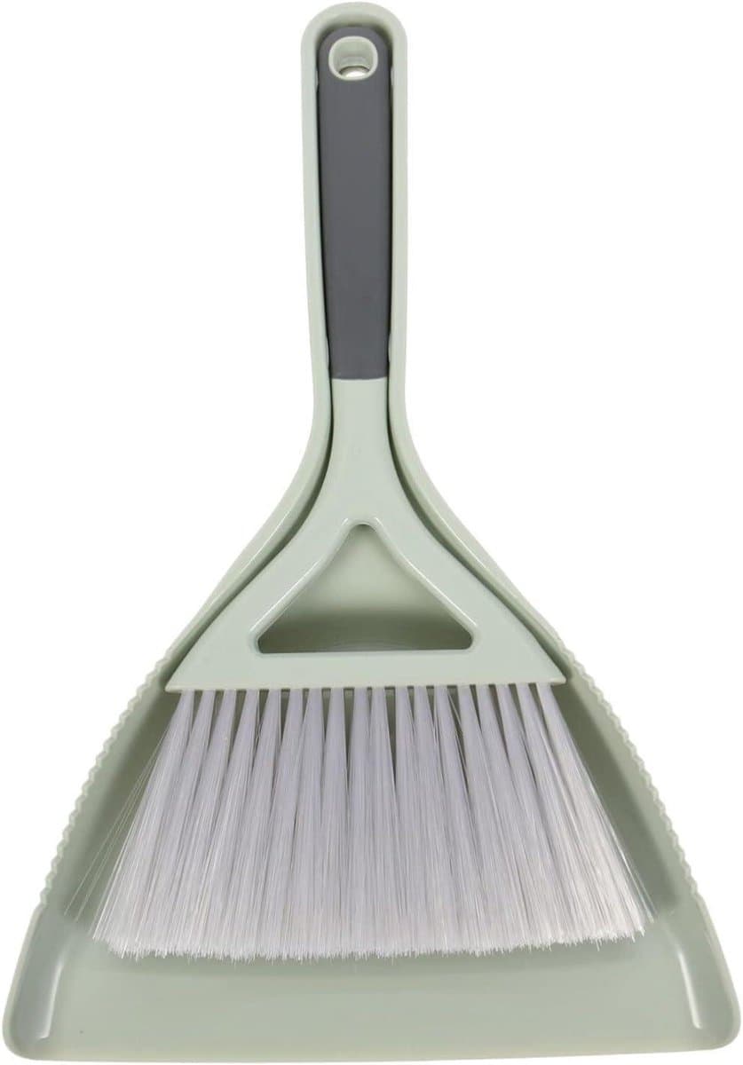 Stoffer en blik set - Bezem en blik - Snel opruimen - Ergonomisch handvat - 31x21x4CM - Groen — afbeelding 1