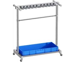 Bezem Dweilrek - Opberger Wielen - Ruimte Organiseren - Roestvrij Staal - 122x97x50cm - Blauw