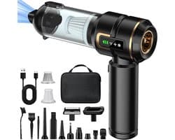 SnelShoppen - Handstofzuiger Accu 4-in-1 Draadloos met LCD-Display, Sterke Autostofzuiger 28000PA, 3-standen, Mini Stofzuiger voor Auto, Keuken, PC, B
