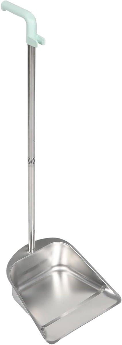 Stofblik met steel - Vuilblik metaal - Efficiënt schoonmaken - Roestvrij staal ontwerp - 80 cm lengte - Zilver — afbeelding 1
