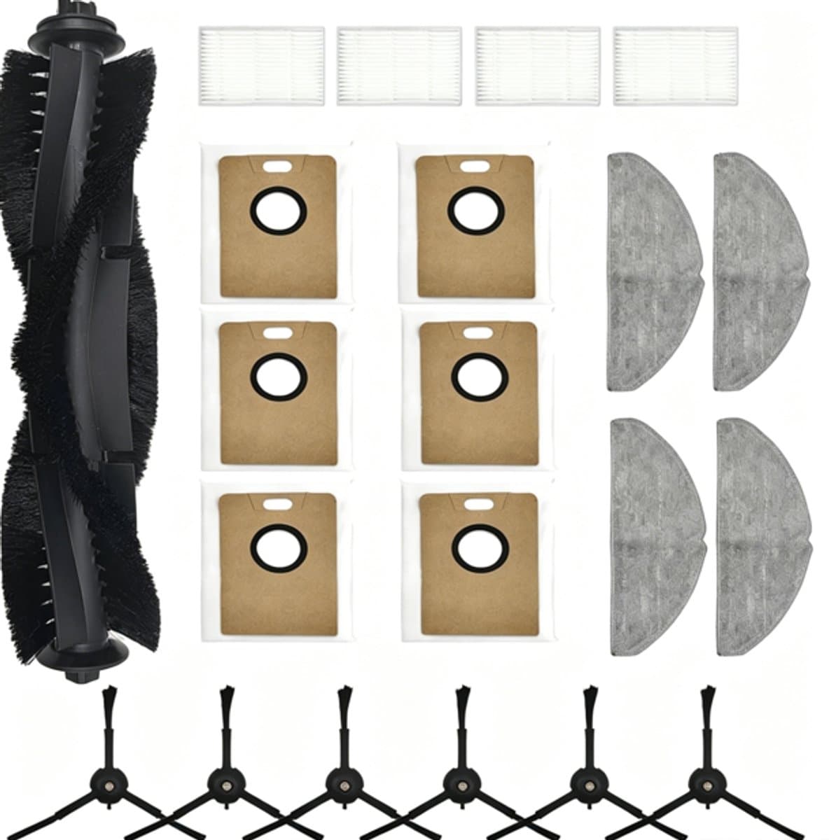 21-delige accessoireset voor Tapo RV30 Max Plus/ RV30 Max/ RV20 Max Plus/RV20 Max stofzuiger - 1 hoofdborstel, 4 filters, 4 dweilpads, 6 stofzakken, 6 zijborstels, vervangingsonderdeel voor Tapo RV30 Max Plus — afbeelding 1
