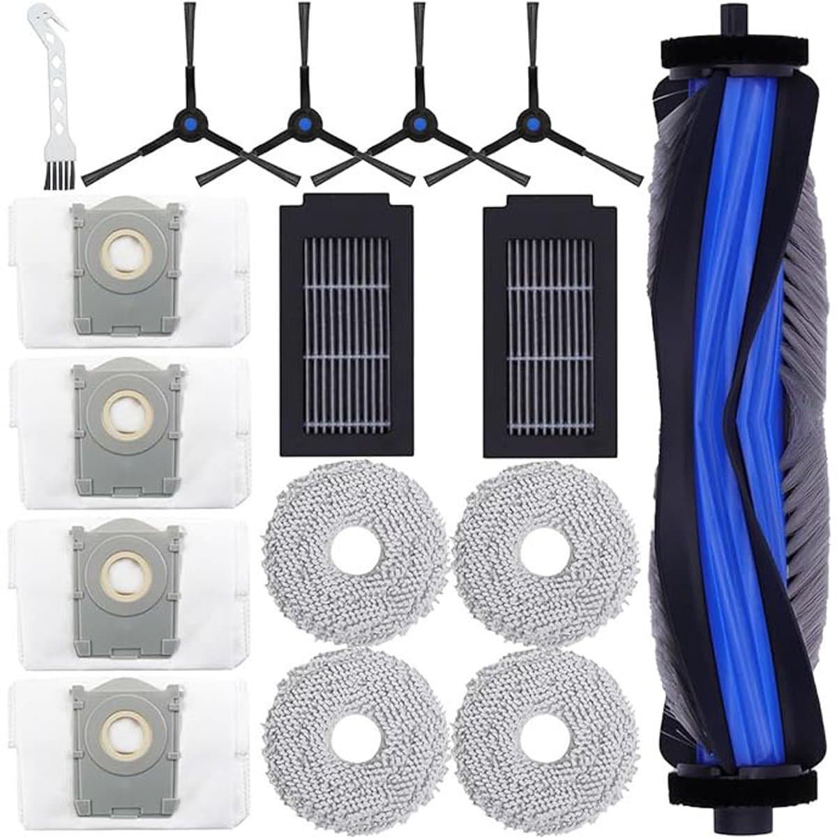 16stuks - stofzuiger - Accessoires gescht voor Ecovacs Deebot T50 Pro Omni / T50 Omni /T50 Pro stofzuiger - reserveonderdelen - accessoireset 1 hoofdborstel - 2 filters - 4 reinigingsdoeken - 4 stofzakken - 4 zijborstels - 1 Zwanenhalsborstel — afbeelding 1