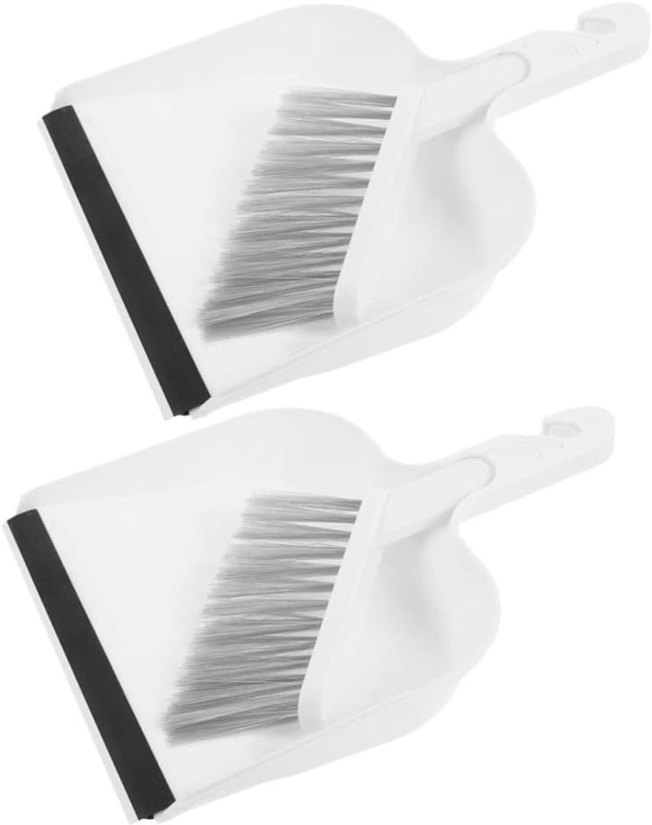 Mini Stofblik Set - Kleine Bezem - Bureau Schoonmaken - Compact Ontwerp - 2 Sets - Wit — afbeelding 1
