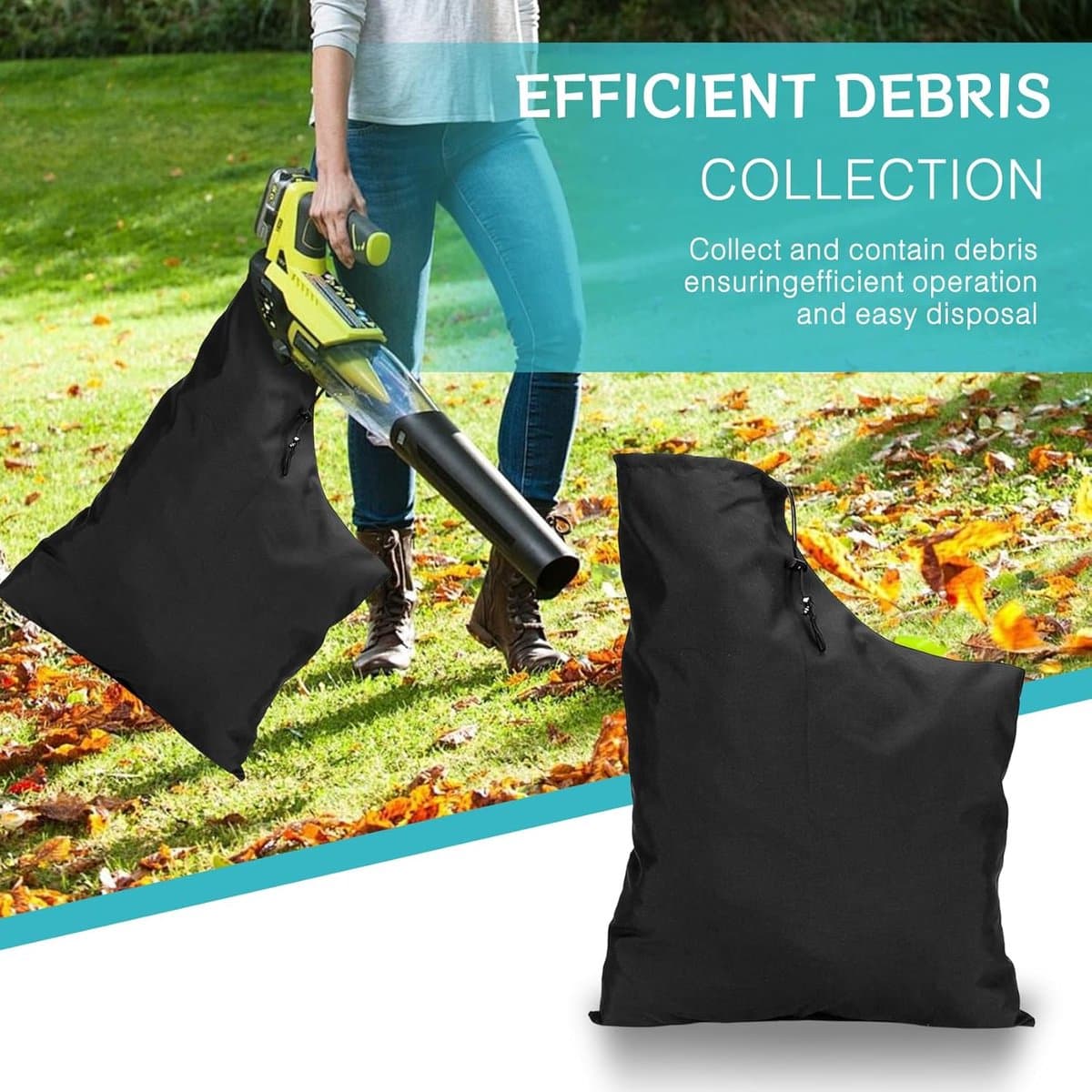 Bladblazerzak Vervanging - Tuin Vac Bag - Bladeren Verzamelen - Waterdicht Oxford Doek - 44 x 60 cm - Zwart — afbeelding 1