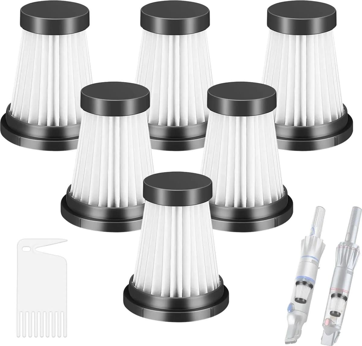 Zes HEPA-filters Geschikt voor de MOOSOO K12, K12 Pro, K13 draadloze stofzuigers en de Genius Invictus One 1.0 X7, 2.0 stofzuigers. — afbeelding 1