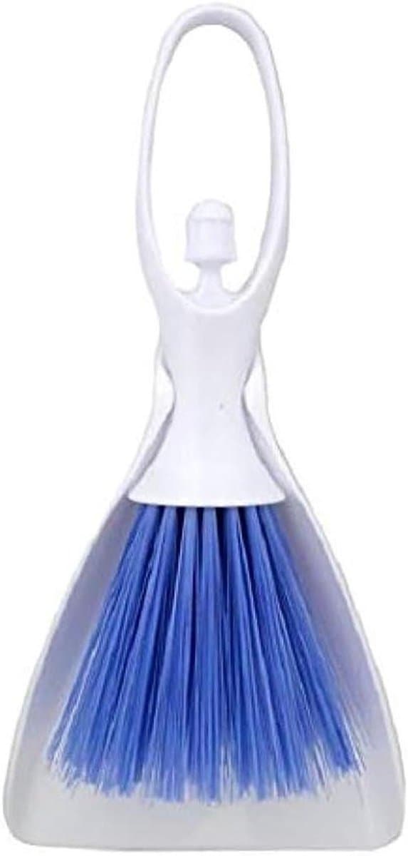 Mini Stofblik en Borstel - Tafelblad Reinigingsset - Kleine Oppervlakken Schoonmaken - Draagbaar en Compact - 1 stuk - Wit Blauw — afbeelding 1
