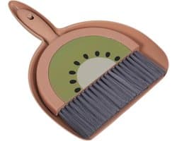 Stoffer en Bezemset - Mini Schoonmaakset - Bureau Schoonmaken - Krasvrij Materiaal - 23 x 18 cm - Bruin