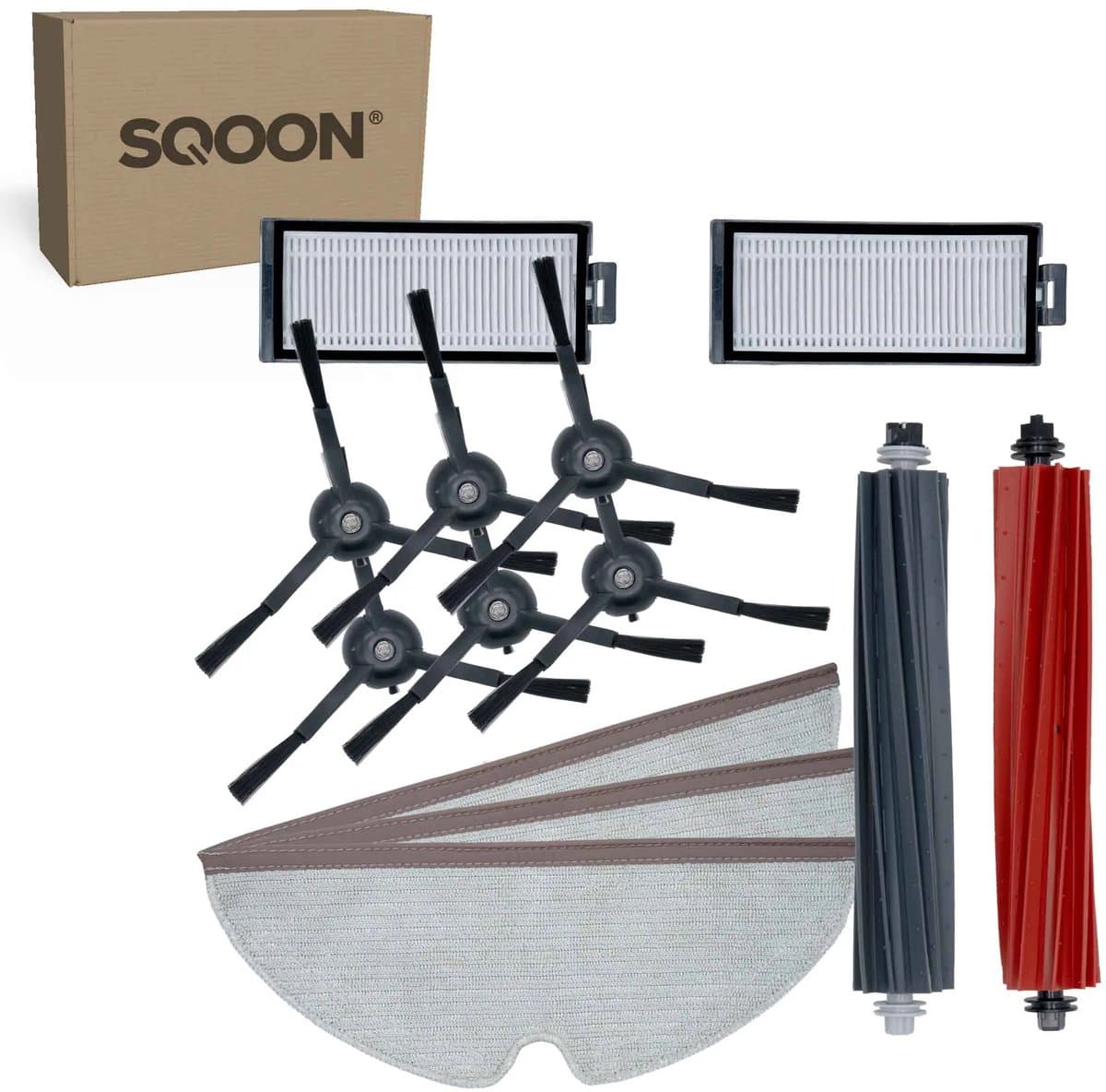 SQOON® vervangingsset geschikt voor Roborock Q5 & Q8 serie - 12-delige onderhoudskit voor robotstofzuigers — afbeelding 1