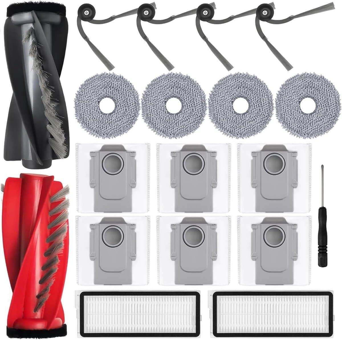 Accessoires Geschikt voor Roborock Qrevo Curv/Qrevo Curv S5X/Qrevo Edge/Qrevo Edge, S5A, JKOISL 1x Main rolborstel, 6x stofzak, 4x zijborstels, 2x filter 4x mopdoekjes — afbeelding 1