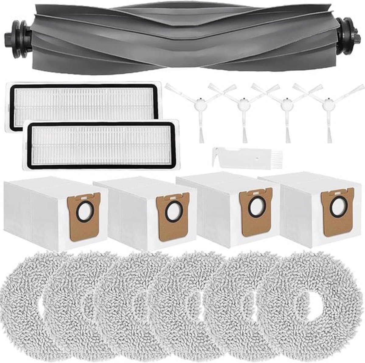 Geschikt voor Toepasselijke vervangende accessoires voor Xiaomi X20+, X10+, voor Dreame L10s Pro Gen 2, L10s Ultra, L10 Ultra, L10 Prime robotstofzuiger, Rolborstels + 6 Doek + 4 Stofzakken + 4 Borstels — afbeelding 1