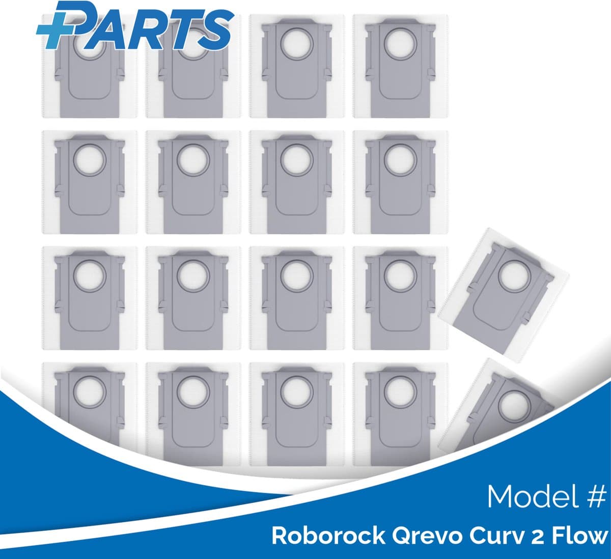 Roborock Qrevo Curv 2 Flow Stofzakken (18 Stuks, Plus.Parts® alternatief voor 8.02.0239) — afbeelding 1